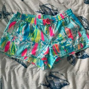 Lilly Pulitzer Aqua and Pink Athletic Shorts size medium